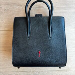 Christian Louboutin Black Leather Top-Handle Bag with Red Logo Accent